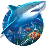 shark attack theme: hungry shark world android application logo